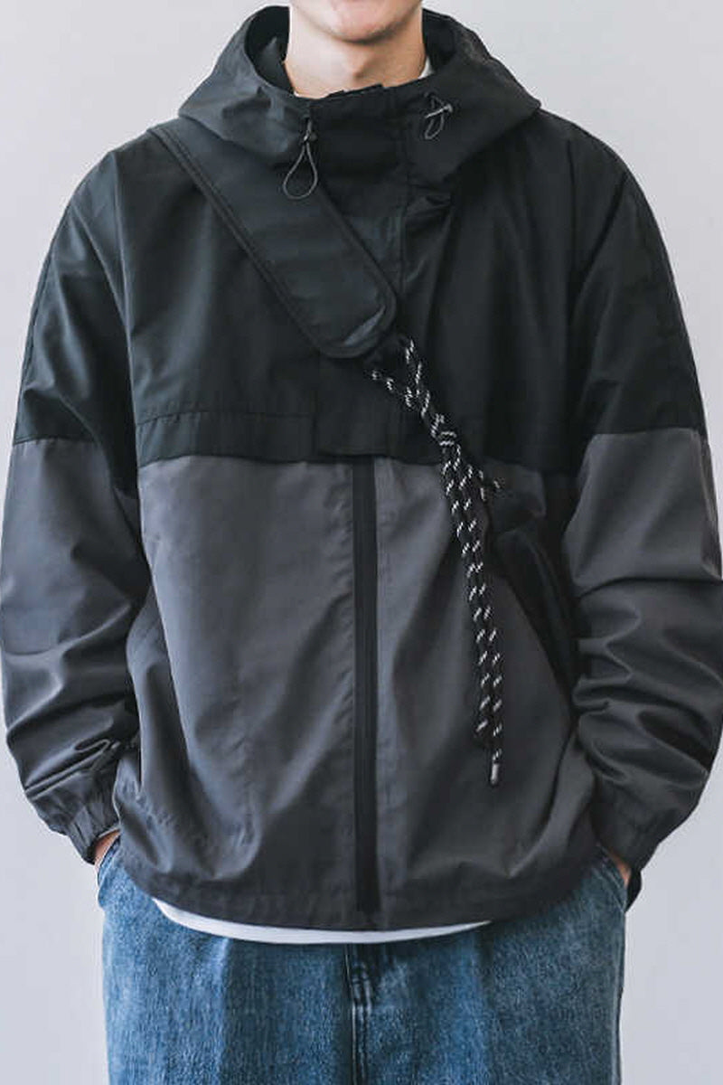 Water-repellent hooded jacket