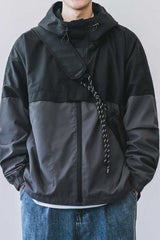 Water-repellent hooded jacket