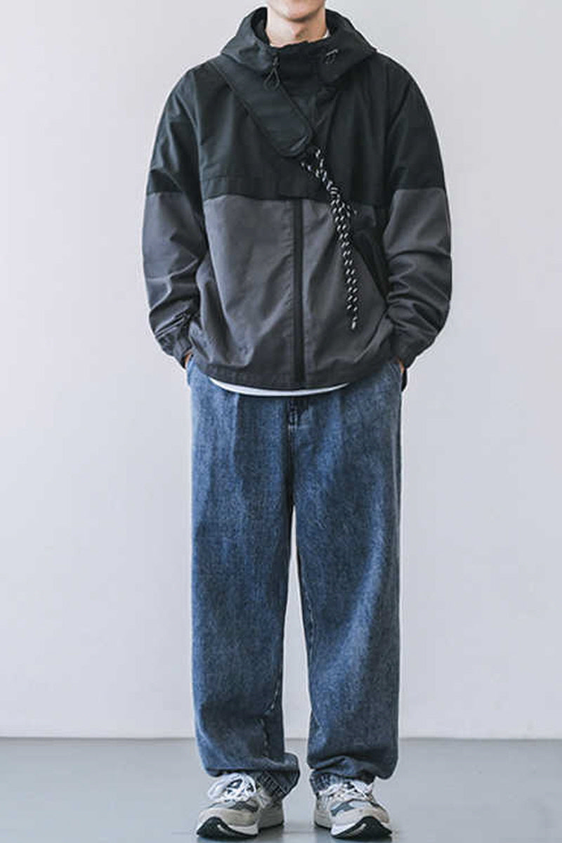 Water-repellent hooded jacket